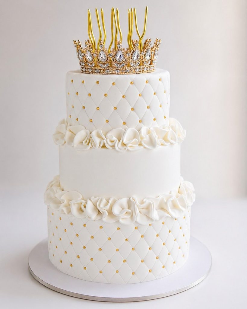 Mistimi sweet shop torta za proslavu sa zlatnom dekoracijom, makaronima i svečanim detaljima